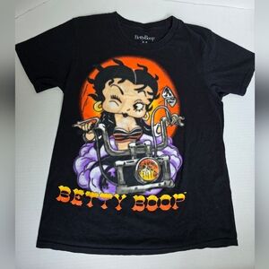 Betty Boop Black Motorcycle T-Shirt
